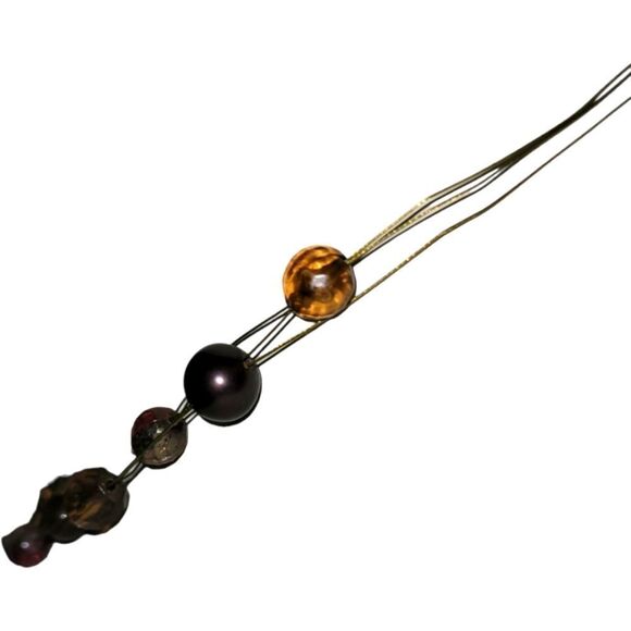 Tiger's Eye Stone and Beaded Wire Necklace Brown shades - Picture 9 of 9